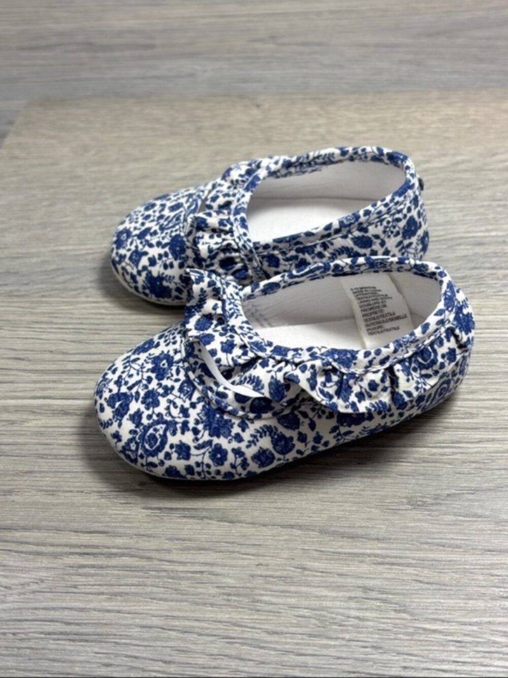 Janie and Jack Blue Floral Mary‎ Jane Baby Shoes 6-12 Months